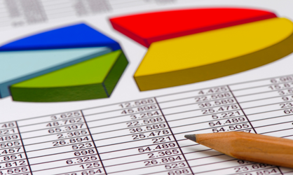 Photo of a multi color chart on a data sheet.
