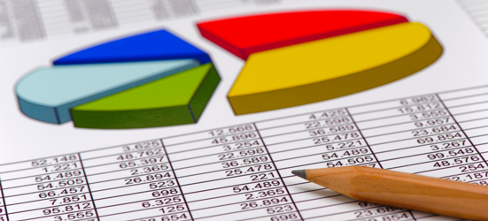 Photo of a multi color chart on a data sheet.